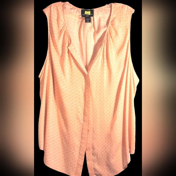 Cynthia Rowley Blouse V-neck Button-Down Beautiful Light Orange 2X 🧡 - Picture 1 of 4
